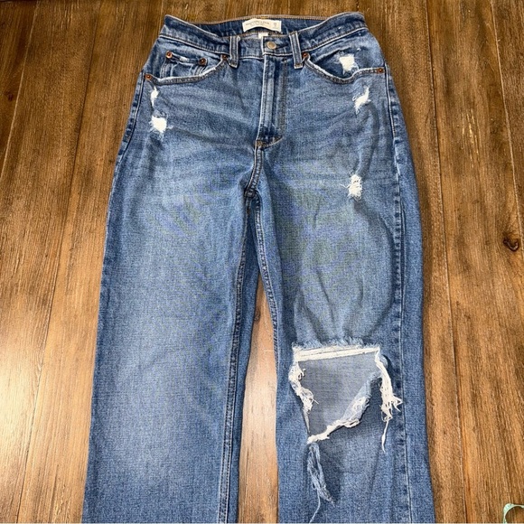 Abercrombie & Fitch 90s Straight Ultra High Rise Jeans Curve Love Distressed 26 - Picture 9 of 12